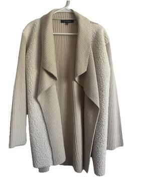Strut & Bolt Sherpa Knit Cardigan XS Beige Open Front Cozy Drape Fall Sweater
